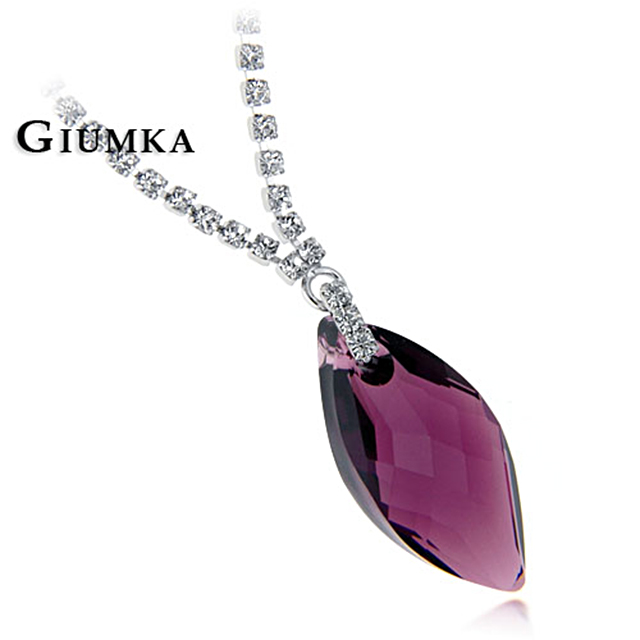 【GIUMKA】紫晶 華麗立體馬眼水晶項鍊 精鍍正白K MN730-4