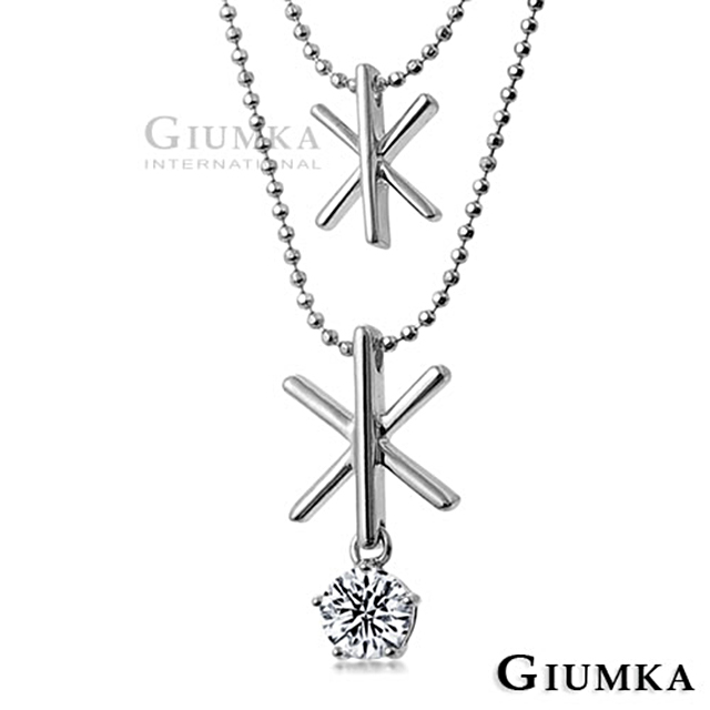 【GIUMKA】雪國精靈雙鍊項鍊 精鍍正白K MN1395-3