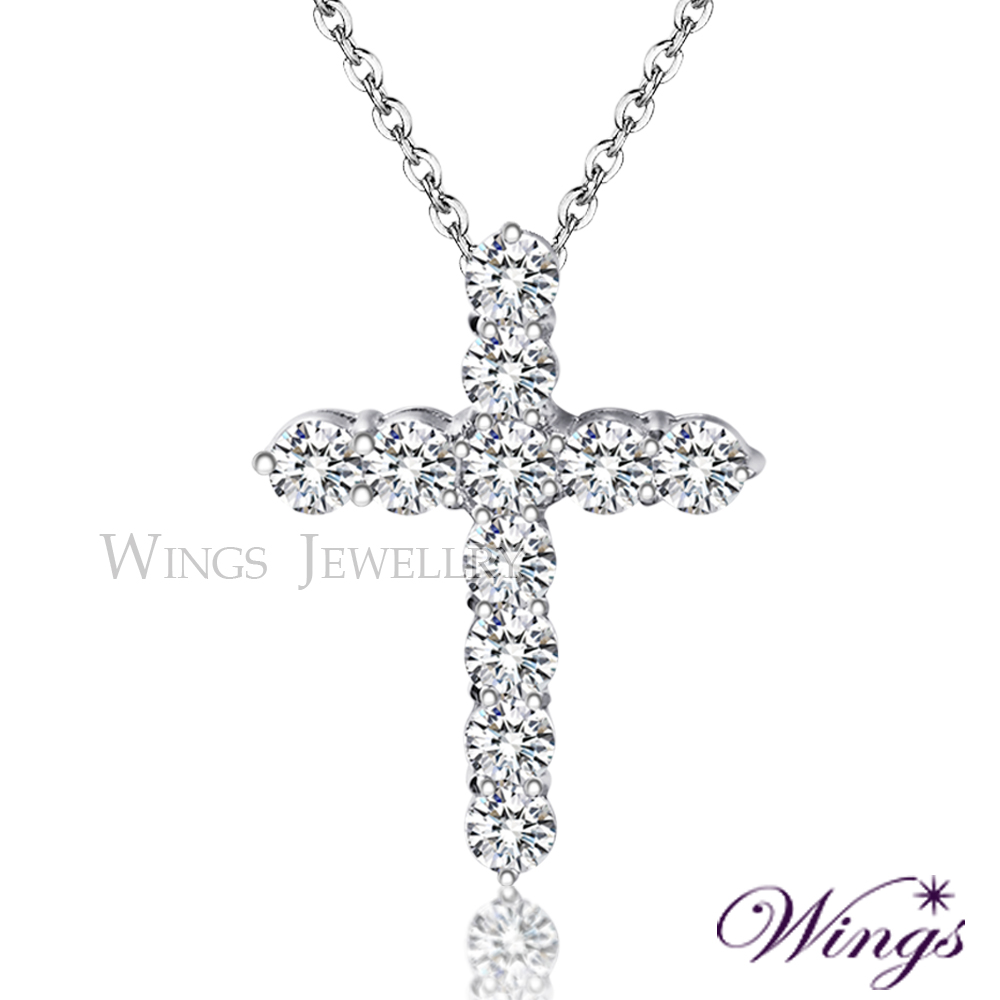 Wings 聖潔之心 經典十字架 八心八箭方晶鋯石項鍊 NW007A