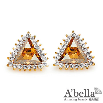【A’bella浪漫晶飾】三角密碼-金香檳水晶耳環