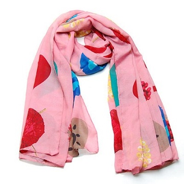 Charme 韓國熱賣可愛水果圖案巴黎紗加長加大圍巾 (粉色)