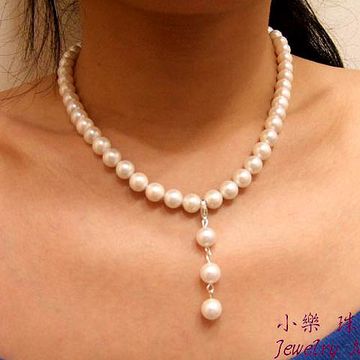 【小樂珠寶】3A正圓南洋深海貝珍珠項鍊＊設計垂墜款
