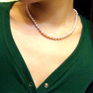 【小樂珠寶】6.5-7mm天然珍珠項鍊＊淡紫色