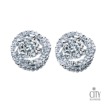 City Diamond『冰晶玫瑰』50分H&A鑽石耳環_PD1563