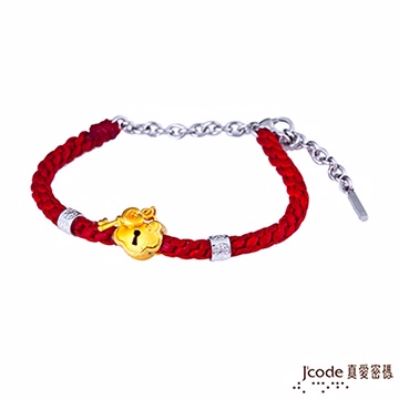 J’code真愛密碼 鎖愛情話黃金+純銀編織繩手鍊-紅