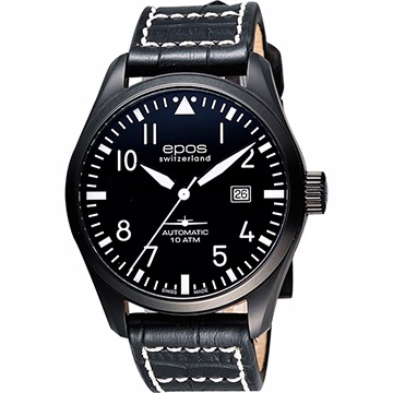 epos Passion飛行員戰鬥機機械腕錶-黑3401.132.25.35.24