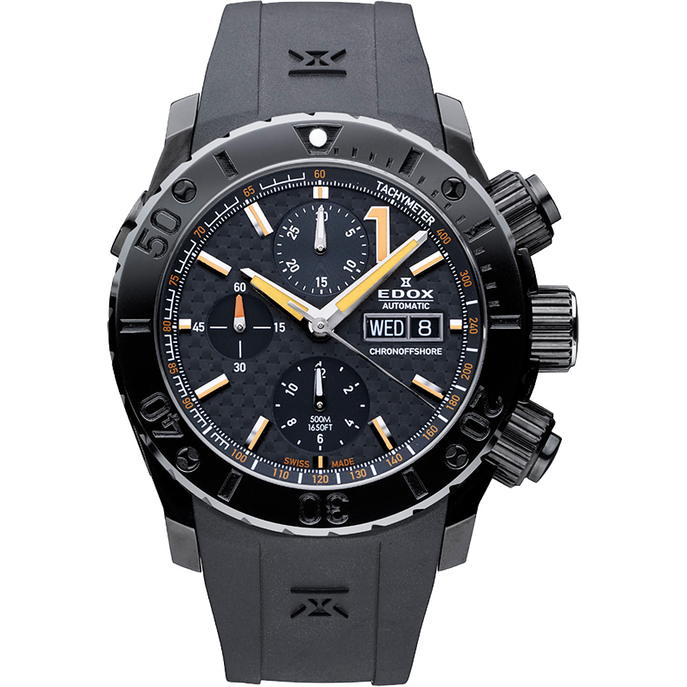 EDOX Class-1 陶瓷碳纖維限量腕錶(0111137NONIO)-橘時標