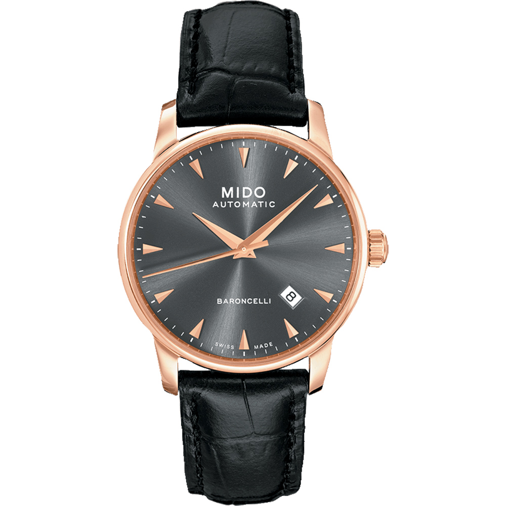 MIDO 美度 Baroncelli 系列尊爵大三針機械錶(M86003134)-玫瑰金