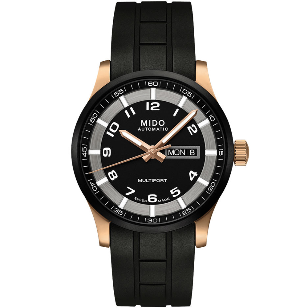MIDO Multifort 先鋒系列時尚機械腕錶(M0054303705709)-黑/玫塊金
