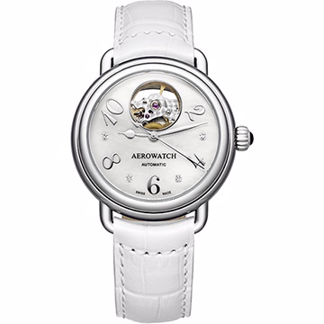 AEROWATCH 藝術小鏤空珍珠貝機械腕錶A68922AA04
