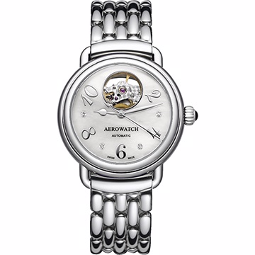 AEROWATCH 藝術小鏤空珍珠貝機械腕錶A68922AA04M