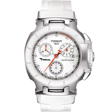 TISSOT T-RACE LADY 計時陶瓷真鑽腕錶-白/36mm T0482172701600