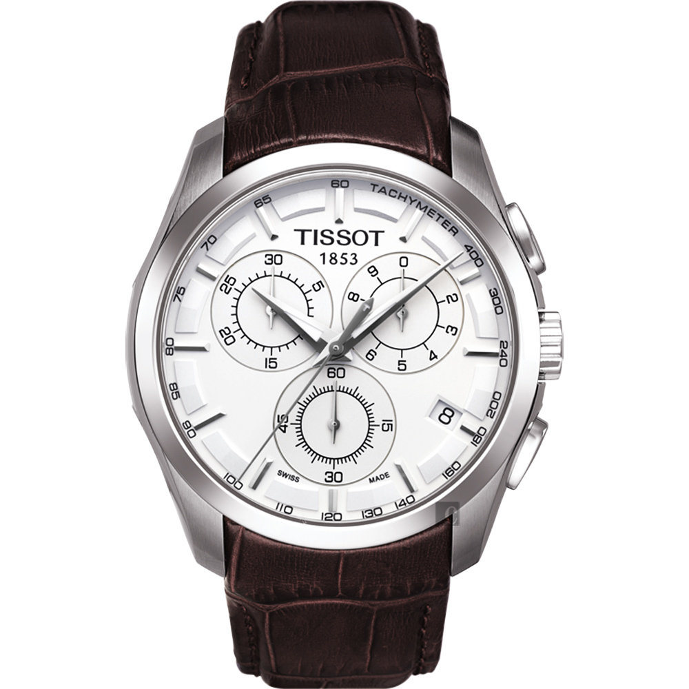 TISSOT T-TREND 三眼計時腕錶-白/皮帶 T0356171603100