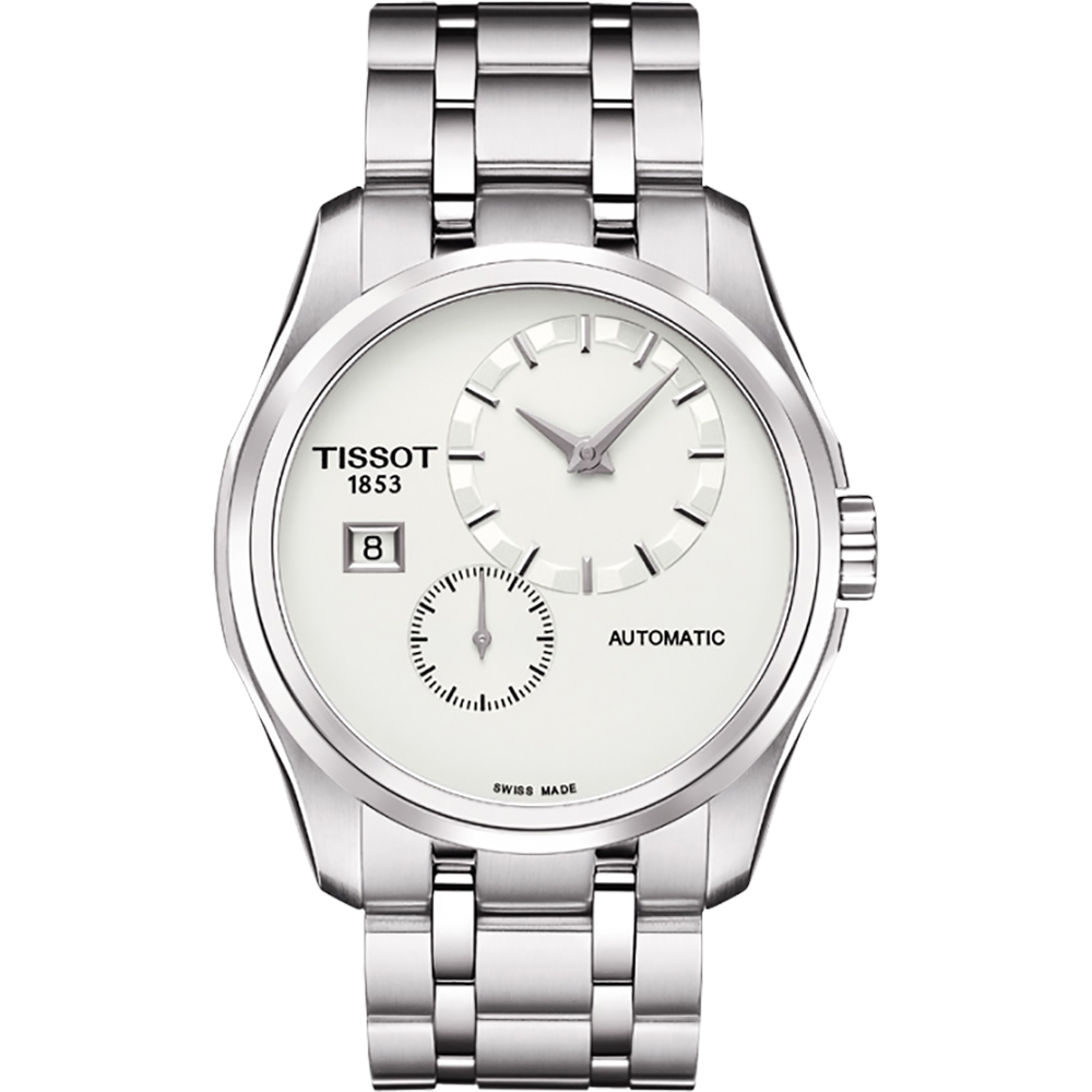 TISSOT Couturier 建構師偏心系列機械腕錶-銀/39mm T0354281103100