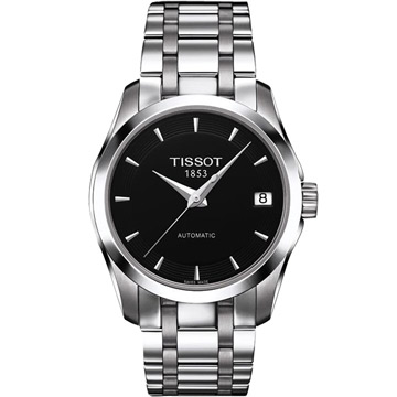 TISSOT T-Trend Couturier Lady 時尚簡約機械腕錶(T0352071105100)-黑/銀