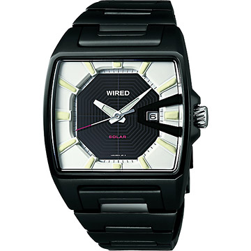 WIRED Solar日雜時尚腕錶(V145-X014X)-黑/白