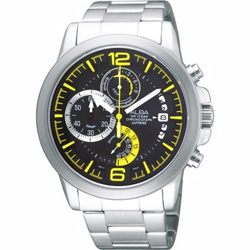 ALBA ACTIVE 街頭時尚計時腕錶(VD50-X010Y)-黃時標