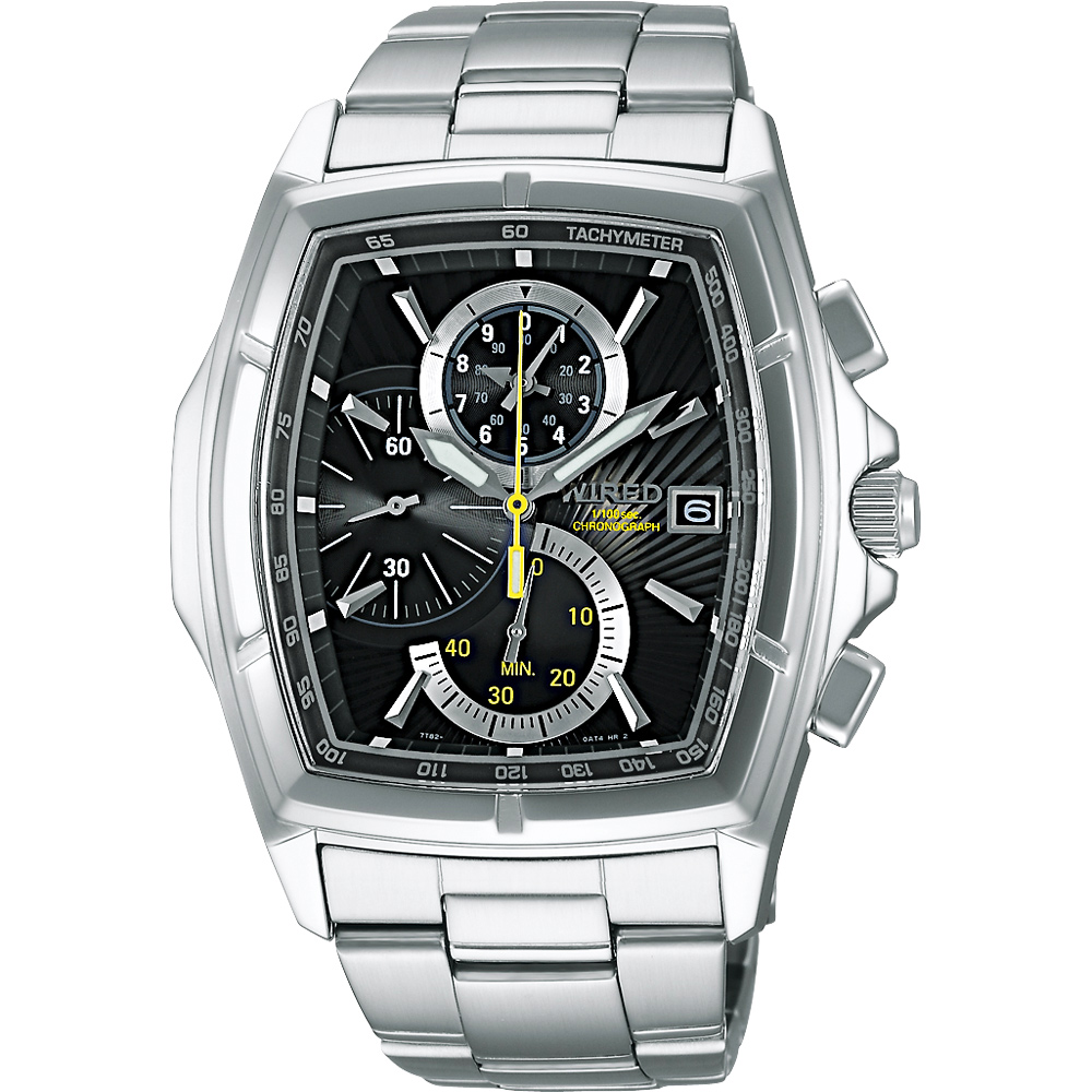 WIRED 世紀之戰三眼計時腕錶(7T82-X003D)-黑
