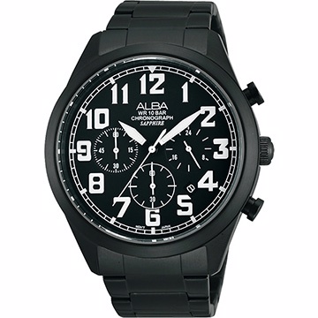 ALBA 街頭玩酷時尚三眼計時腕錶-IP黑(VD53-X170SD)