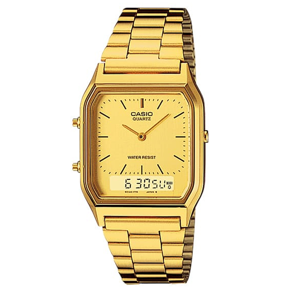 CASIO 卡西歐 金色年華成熟都會時尚腕錶-金-AQ-230GA-9DMQ