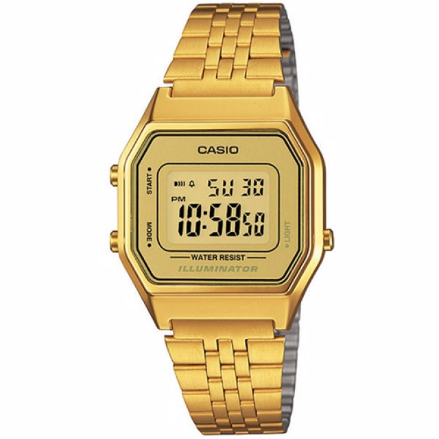 CASIO 復古數字型電子系列錶款-金-LA680WGA-9DF