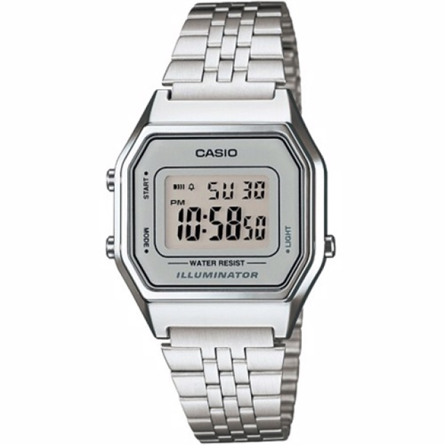 CASIO 復古數字型電子系列錶款-銀/28.6mm