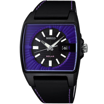 WIRED HYBRID SOLAR潮流皮腕錶(V145-X013T)-紫