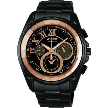 WIRED 鋼鐵假面計時腕錶-玫瑰金/IP黑(7T11-0BD0SD)