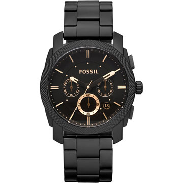 FOSSIL 星際時空三環運動腕錶-金時標/IP黑-42mm (FS4682)