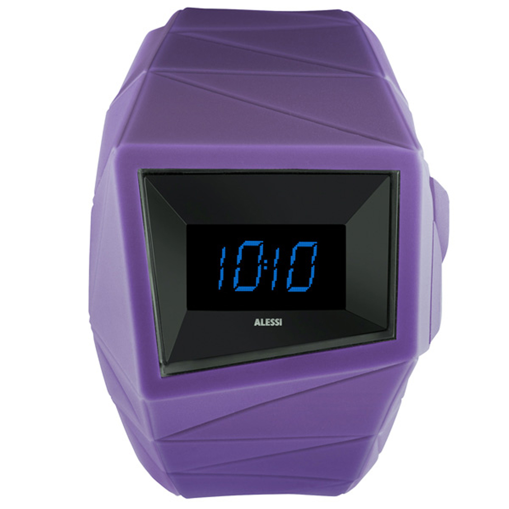 ALESSI 線條結構立體電子腕錶-紫