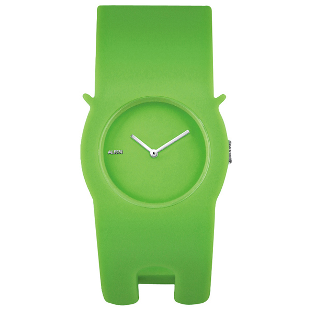 ALESSI 慵懶的貓造型手環錶-綠