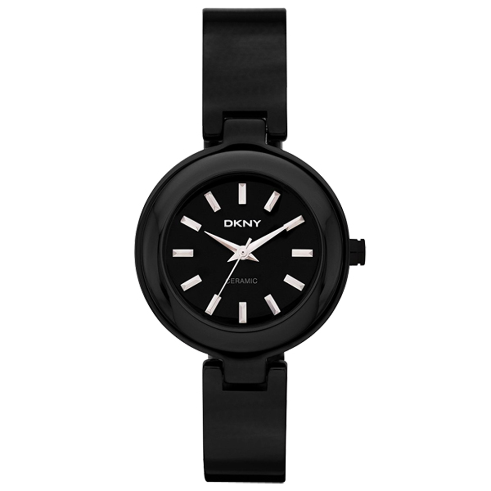 DKNY 魅力潮流時尚陶瓷腕錶(黑)
