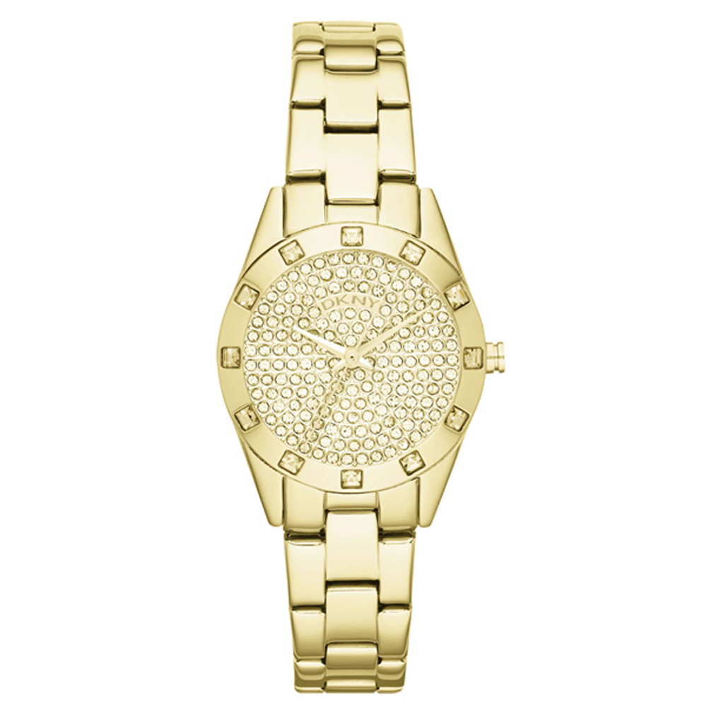 DKNY 璀璨靈魂晶鑽時尚腕錶(鋼帶-金)
