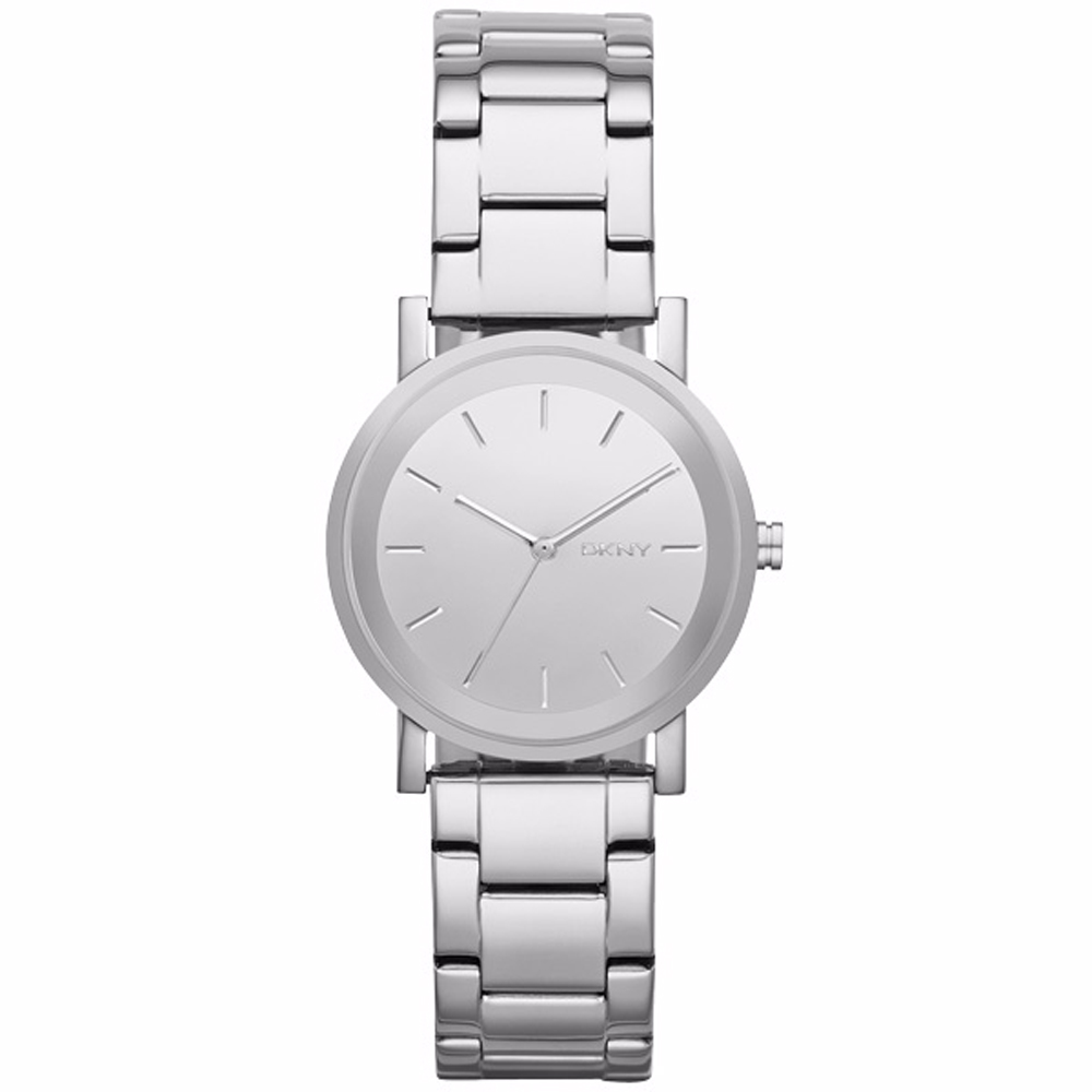 DKNY 紐約風格時尚三針腕錶-鏡面銀