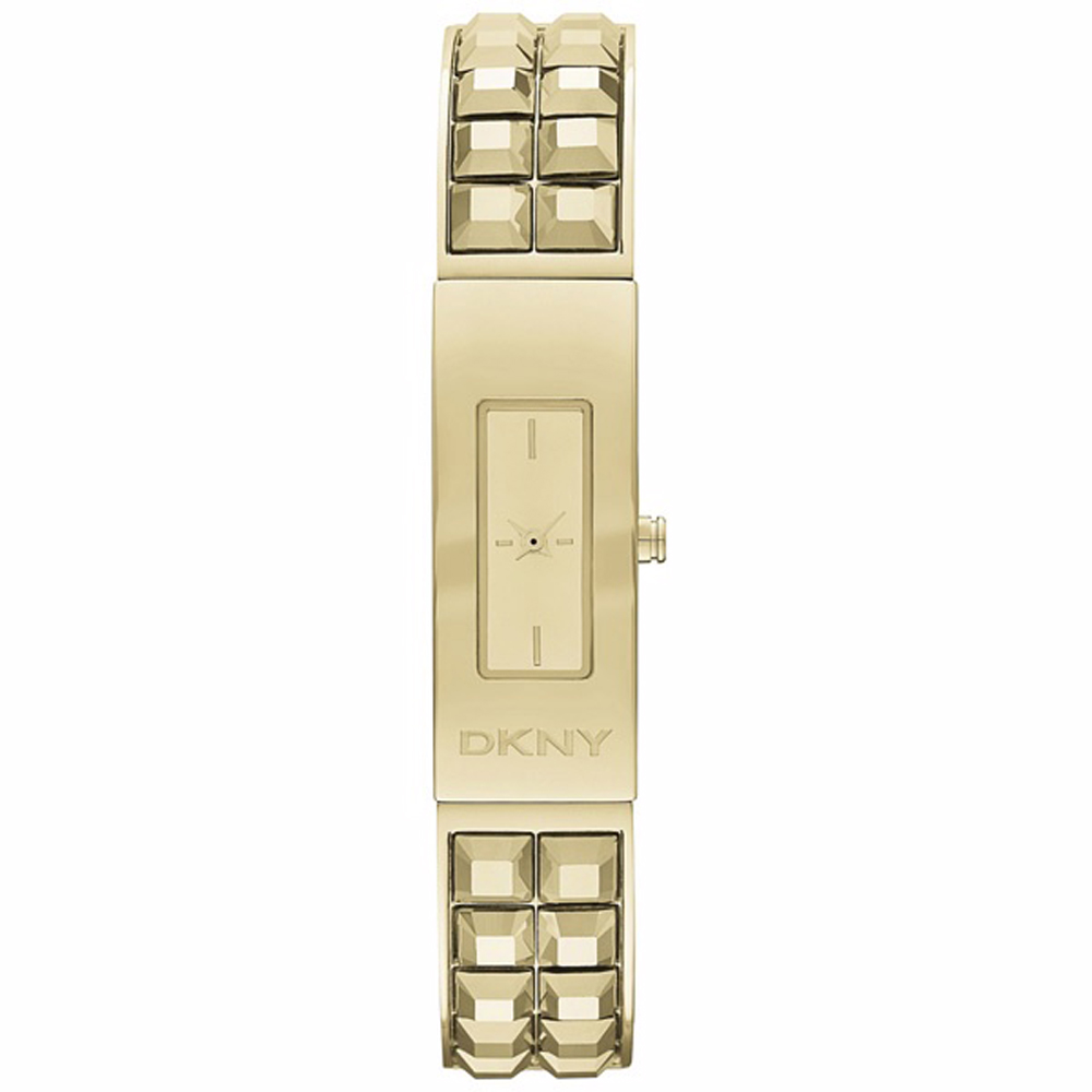 DKNY 前衛姿態錐形鉚釘時尚腕錶-金