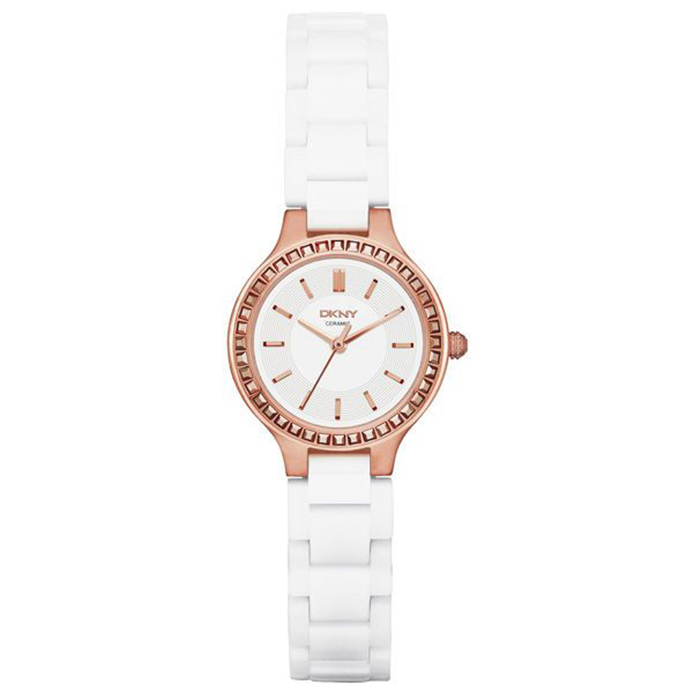 DKNY 低調巴黎簡約都會腕錶-玫瑰金x白