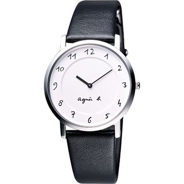 agnes b. 法國時尚簡約風情腕錶(BG4001P1)-白