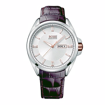 Hugo Boss 時尚簡約紳士風格男腕錶/白x咖啡/45mm (1512876)