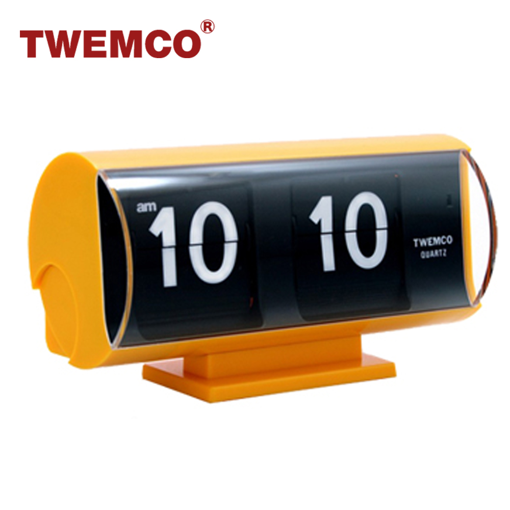 TWEMCO 機械式翻頁鐘 德國機芯 復古半圓形 QT-30T 黃色