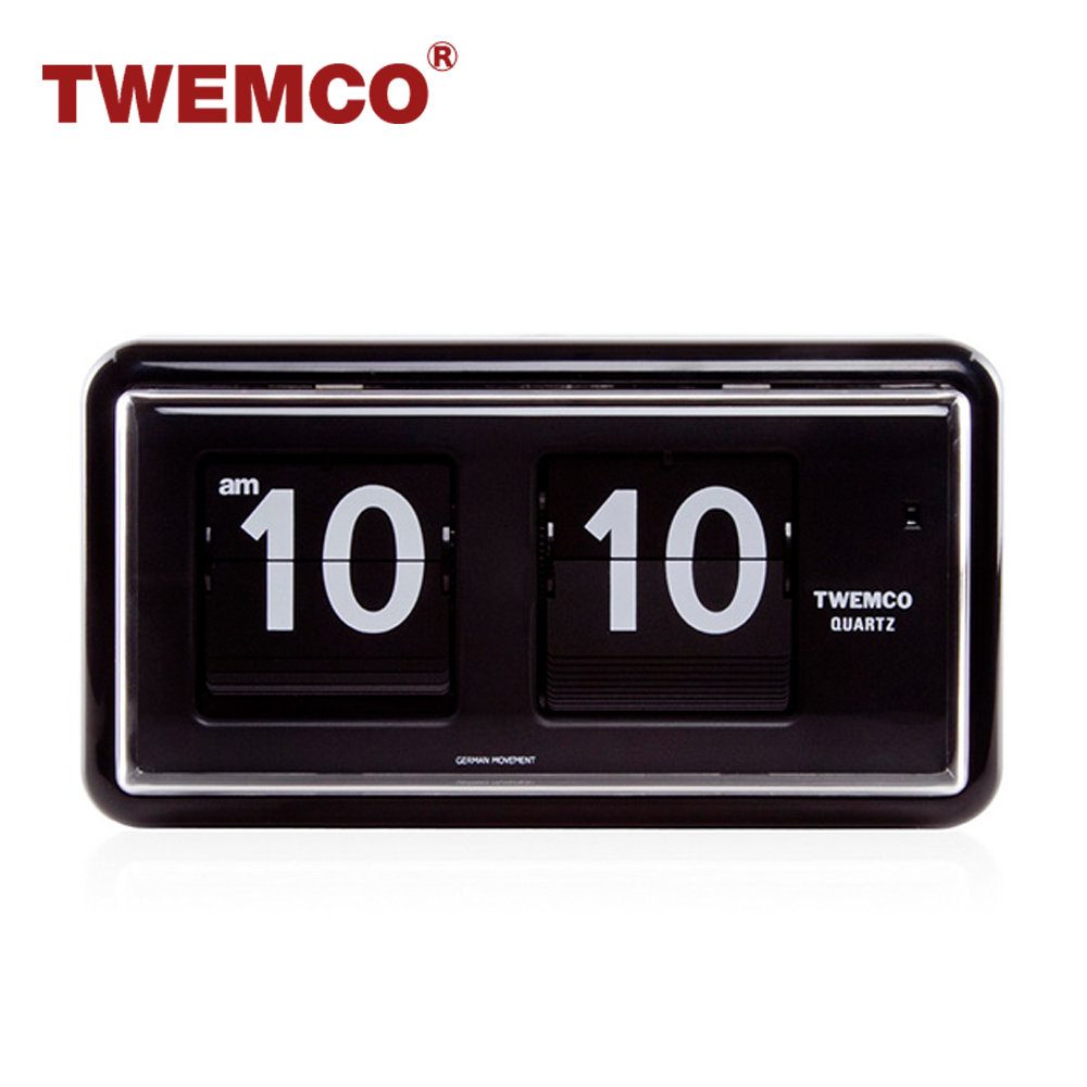 TWEMCO 機械式翻頁鐘 德國機芯 方形可壁掛及桌放 QT-30 黑色