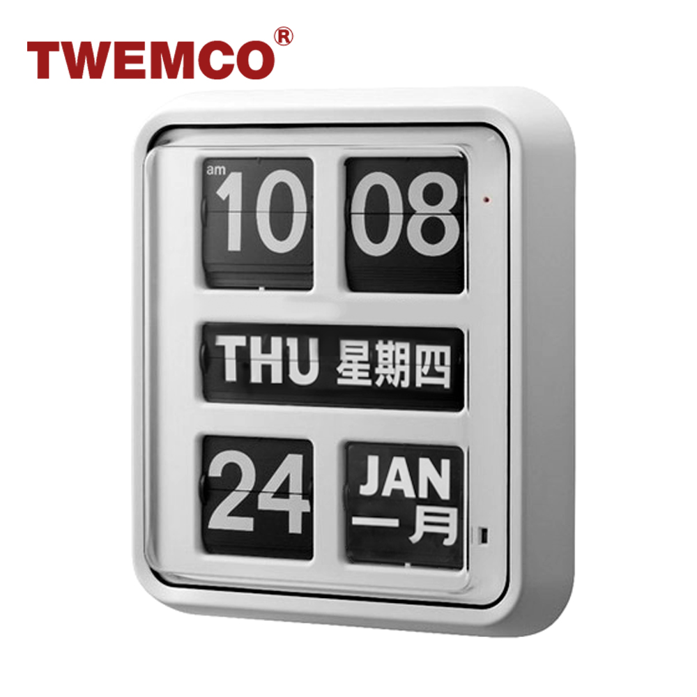 TWEMCO 機械式翻頁鐘 德國機芯 中文萬年曆 掛鐘 BQ-170 白色