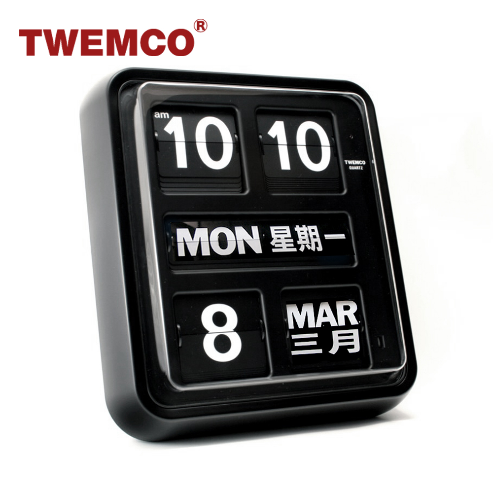 TWEMCO 機械式翻頁鐘 德國機芯 中文萬年曆 掛鐘 BQ-170 黑色