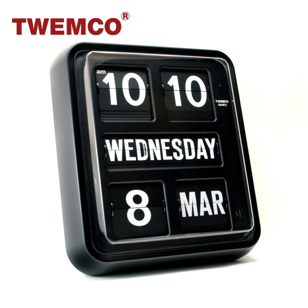 TWEMCO 機械式翻頁鐘 德國機芯 英文萬年曆 掛鐘 BQ-170 黑色
