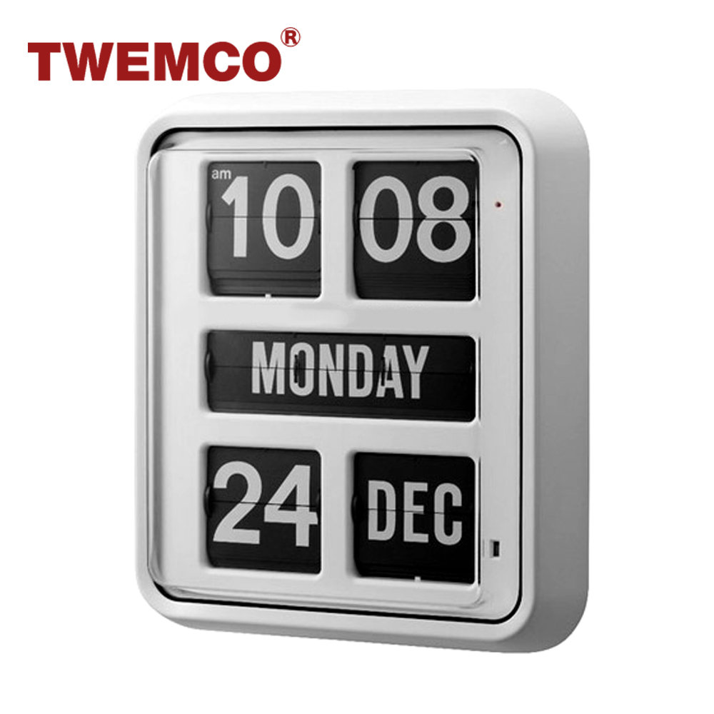 TWEMCO 機械式翻頁鐘 德國機芯 英文萬年曆 掛鐘 BQ-170 白色