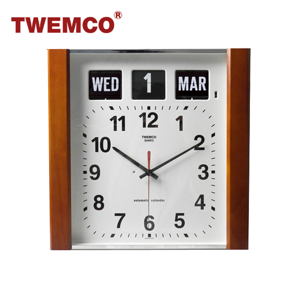 TWEMCO 機械式翻頁鐘 德國機芯 英文萬年曆 掛鐘 BQ-15 深色-木質