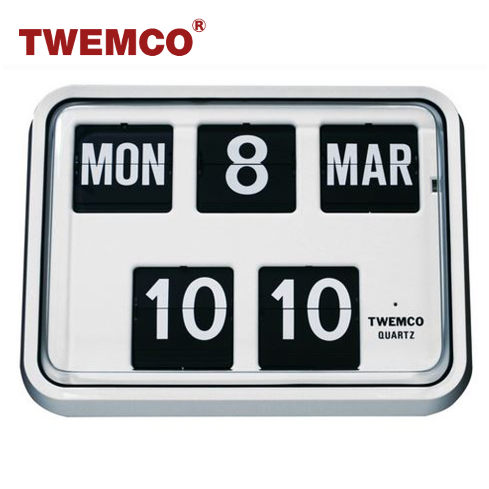 TWEMCO 機械式翻頁鐘 德國機芯 英文萬年曆 掛鐘 BQ-17 白色