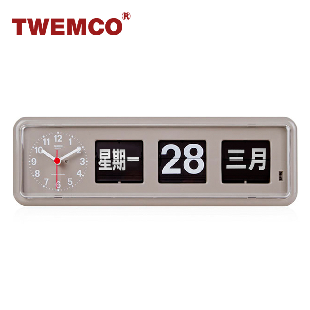 TWEMCO 機械式翻頁鐘 德國機芯 中文萬年曆 可壁掛及桌放 BQ-38 灰色