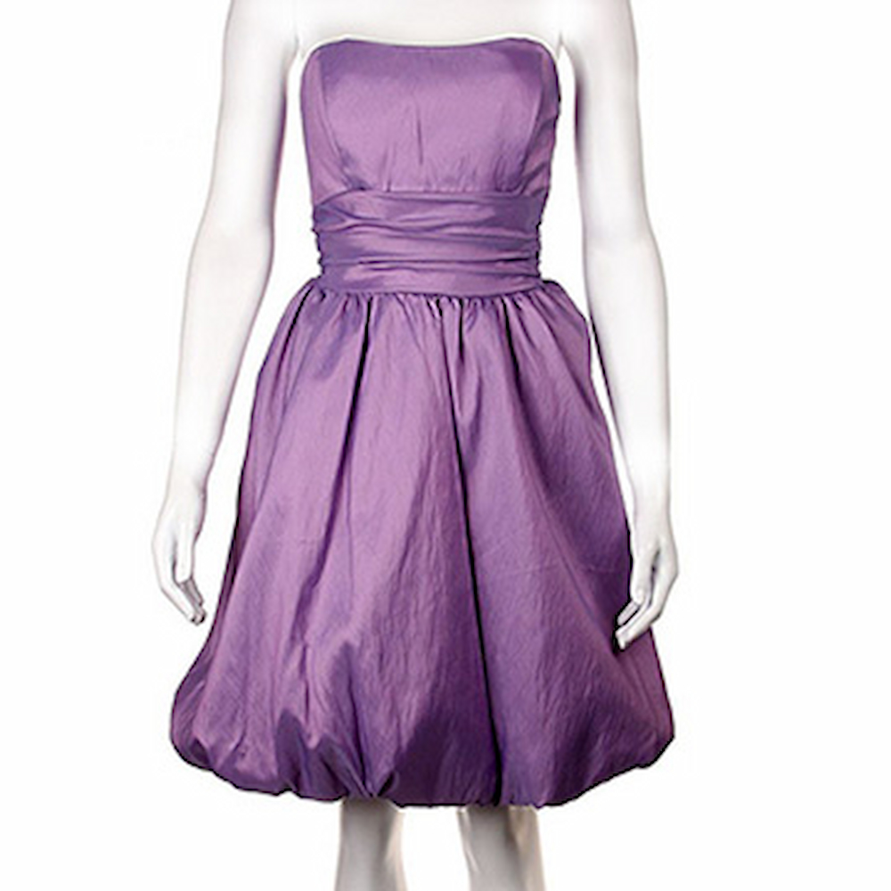 『摩達客』美國進口Landmark無肩帶浪漫紫緞面泡泡裙派對小禮服/洋裝(含禮盒)