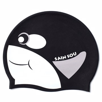 【聖手牌】虎鯨造型矽膠泳帽(黑色)