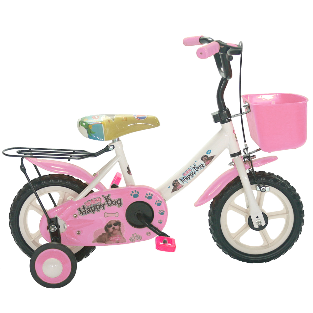 Adagio 12吋酷樂狗輔助輪童車附置物籃-粉色